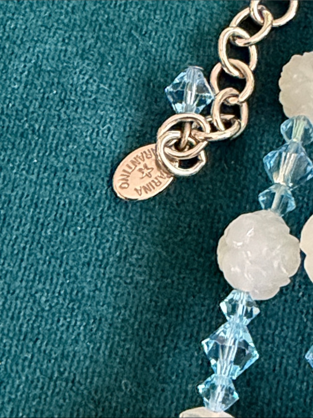 Tarina Tarantino Rare Chunky Ice Blue Roses 2 Strand Necklace - Picture 4 of 6